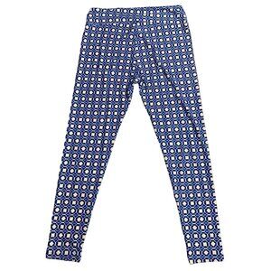 LuLaRoe Womens Tall & Curvy Blue Geometric Pull On Leggings Stretch One Size